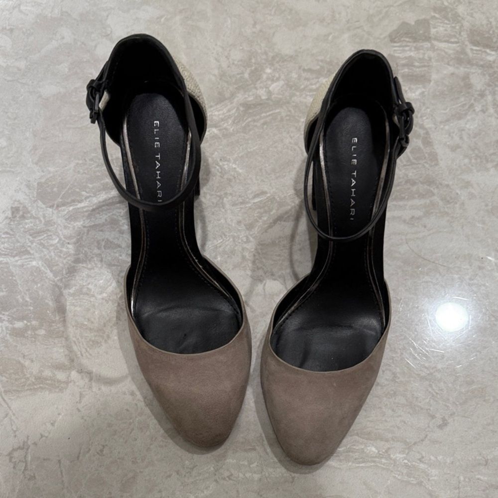 Elie Tahari Black and Tan Heels